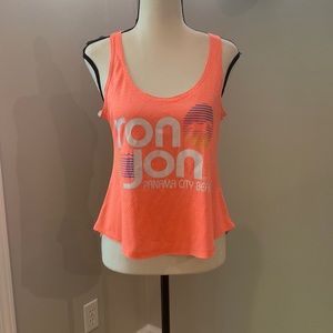Vintage Ron Jon cropped neon beach swim tank surfer vacation